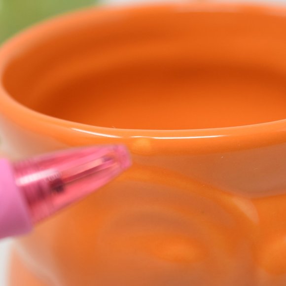 2 Owl Mugs Ceramic Orange Green 12 oz 3D Shaped Retro Boho - Picture 10 of 11